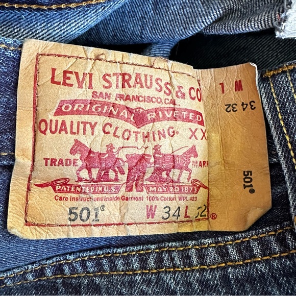 Levi’s 501 Straight Fit Denim Jeans  34 X32 - Picture 5 of 6